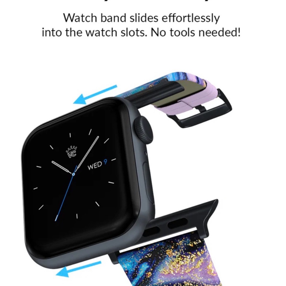 Velvet Caviar Galaxy Glitter Apple Watch Band 38mm/40mm Vegan Leather - Picture 3 of 9